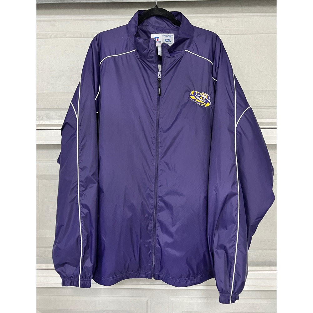 Russell Athletic LSU Tigers Windbreaker Jacket Purple Full Zip Mens XXL 820NJMK